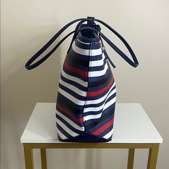 Nine West Women’s Navy and Red Striped Tote - Picture 4 of 8